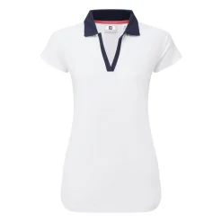 Cap Sleeve Print Trim Lisle Valkoinen