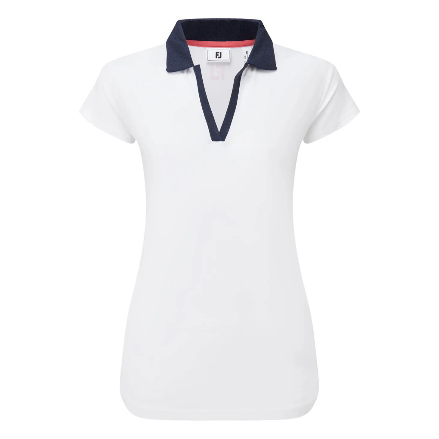 Cap Sleeve Print Trim Lisle Valkoinen