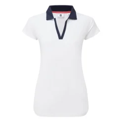 Cap Sleeve Print Trim Lisle Valkoinen