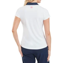 Cap Sleeve Print Trim Lisle Valkoinen
