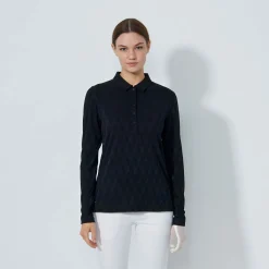 Graphic Jaquard Ls Poloshirt Musta
