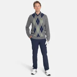 Lambswool Blend Argyle V-Neck Harmaa Sininen