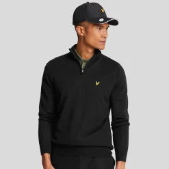 Merino Blend Quarter Zip Musta