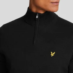 Merino Blend Quarter Zip Musta