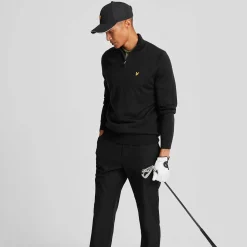 Merino Blend Quarter Zip Musta