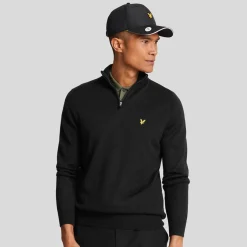 Merino Blend Quarter Zip Musta