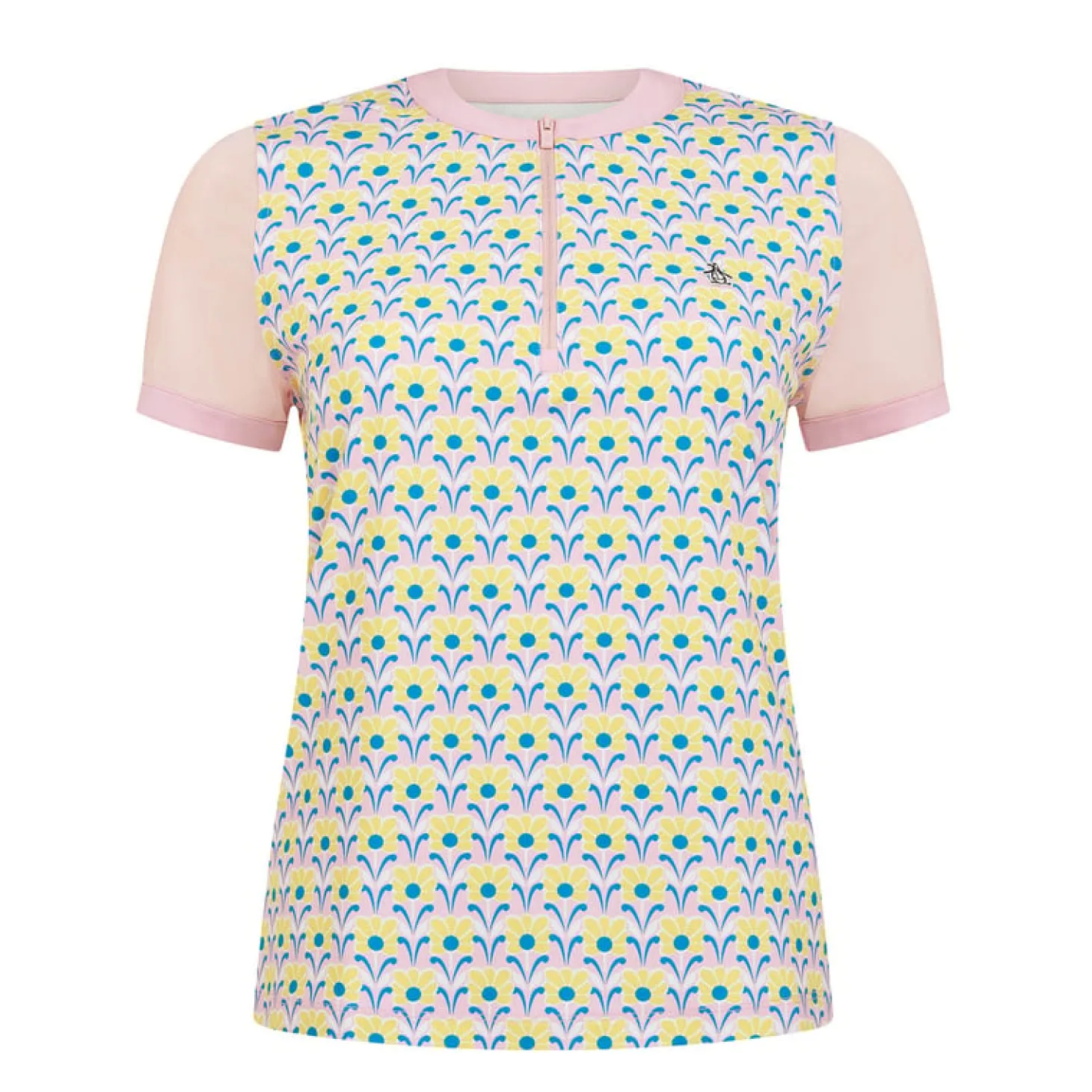 OP Ss Lattice Zip Mock