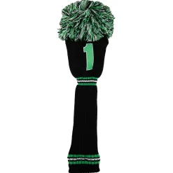 PomPom Headcover Driver Musta Vihreä