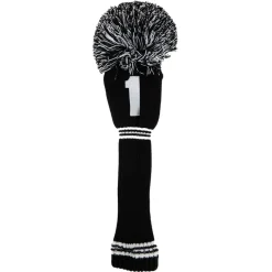 PomPom Headcover Driver Musta Valkoinen