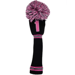 PomPom Headcover Driver Musta Roosa