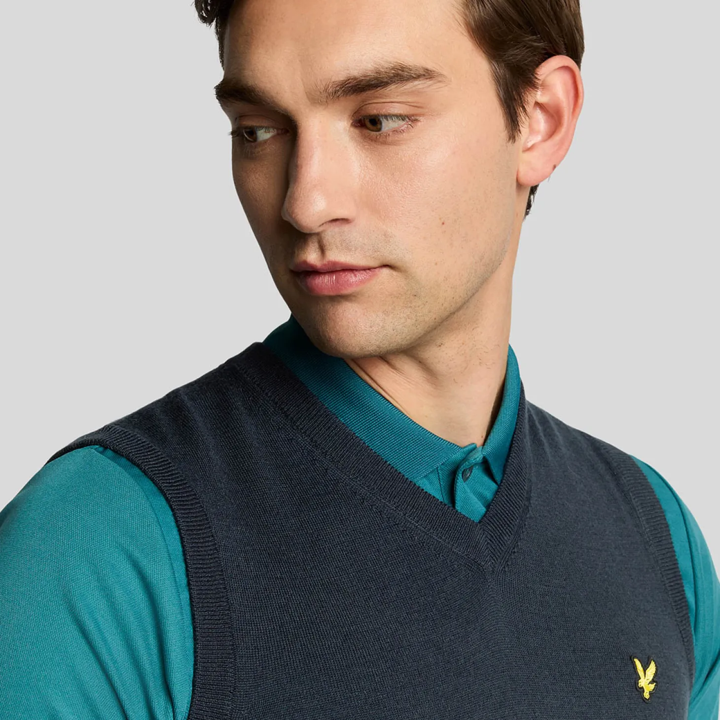 Slipover Merino Blend V-Neck Sininen