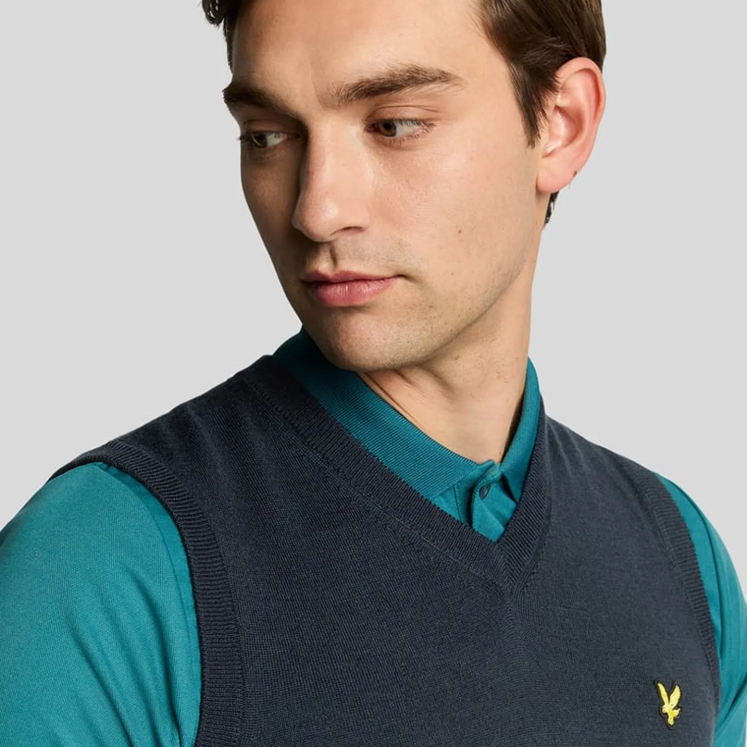 Slipover Merino Blend V-Neck Sininen