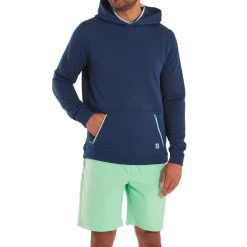 Textured Knit Hoodie Sininen