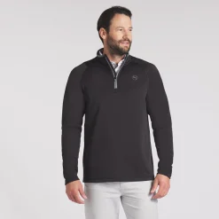 Waffle Fleece 1/4 Zip Musta