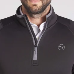 Waffle Fleece 1/4 Zip Musta
