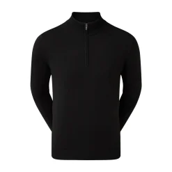 Wool Blend 1/2 Zip Lined Musta