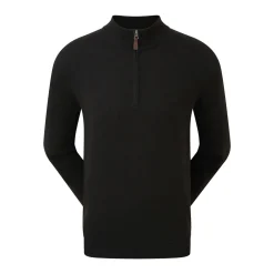 Wool Blend 1/2 Zip Musta