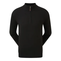 Wool Blend 1/2 Zip Musta